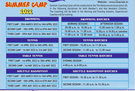Summer Camp 2022 schedule